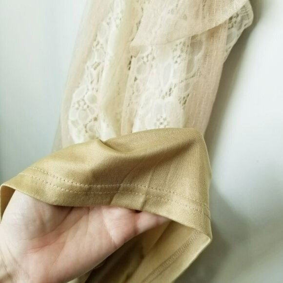 Ryu Modcloth Time & Grace Dress in Champagne Whimsical Romantic Lace Bow Size S‎ - Picture 6 of 12